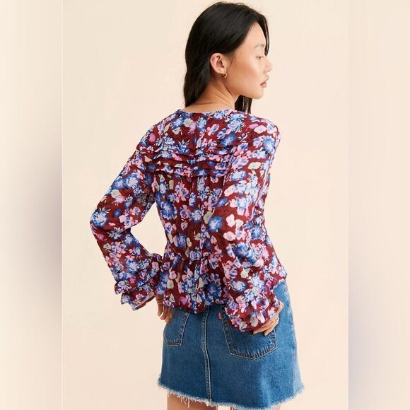 FREE PEOPLE Maybel Floral Blouse Size Small - Picture 3 of 12